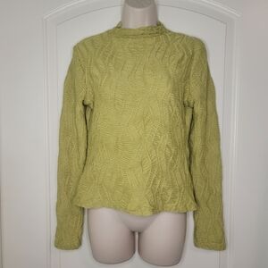 90sfashion Y2K Coded Textured Green Long Sleeve Top